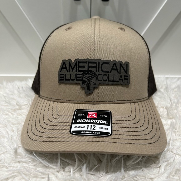 Laser engraved American Blue Collar Richardson 112 trucker hat. - Picture 2 of 2